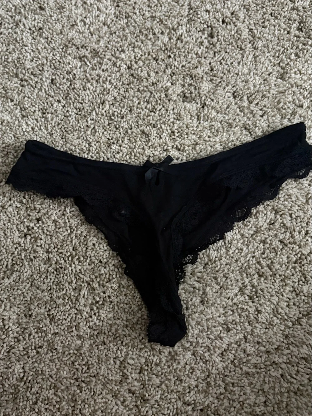 Victoria's Secret Black Low-Rise Lace Trim Thong